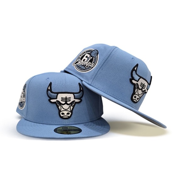 Sky Blue Chicago Bulls Gray Bottom 6X Champions Side Patch New Era 59Fifty Fitt - Picture 4 of 10